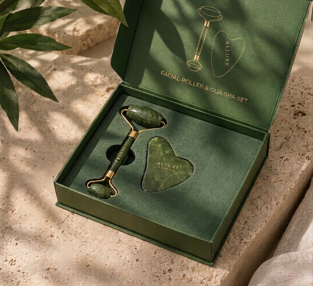 Jade Facial Roller & Gua Sha Set