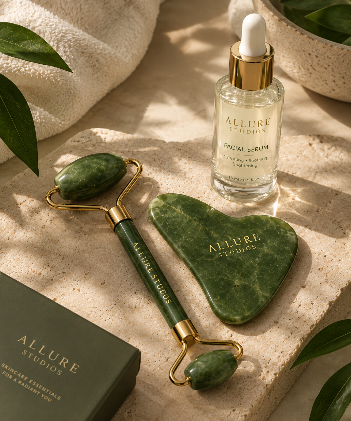 Jade Facial Roller & Gua Sha Set